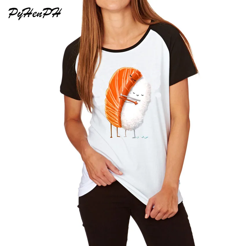 

New Harajuku Woman T shirt 2018 T Summer Novelty T-shirt Femme Funny Sushi Print Short Sleeve Tshirt Women Plus Size O-neck Top