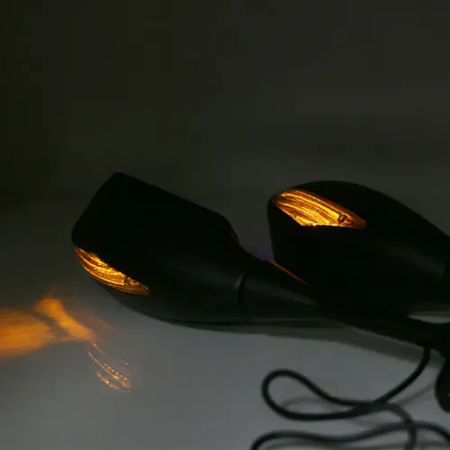  Pair Motorcycle Rear View Side Mirrors LED Amber Turn Signals Light Indicator Mirrors For Suzuki GS - 32853574404