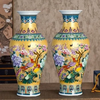 

Modern new Chinese style French enamel vase Jingdezhen Ceramic Vase Decoration living room flower vase