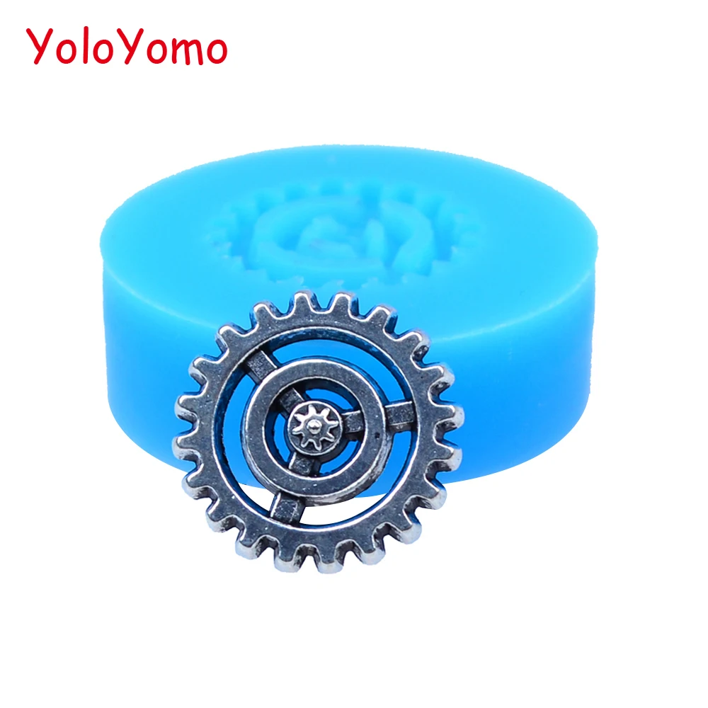 

010ST Steampunk Gear Cabochon Flexible Silicone Mold/Mould 17mm - Cake Decoration Bakeware Soap Polymer Clay Molds