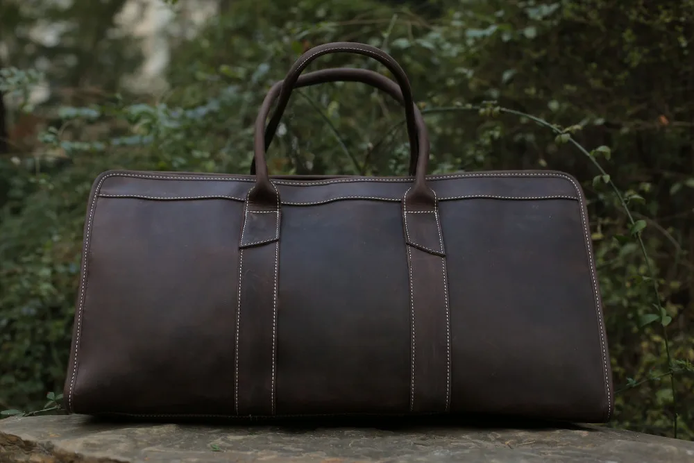 ROCKCOW Большая вместительная модная мужская дорожная сумка из натуральной кожи унисекс темно-коричневая кожаная сумка для багажа Прямая поставка MG32
