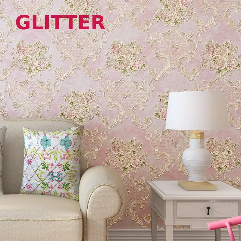 3261 Style Italien Rose Fleur Papier Peint Pvc 3d En Relief Papier Peint Pour Murs 3 D Papier Peint Pour Chambre Denfants Papier Peint Peintures
