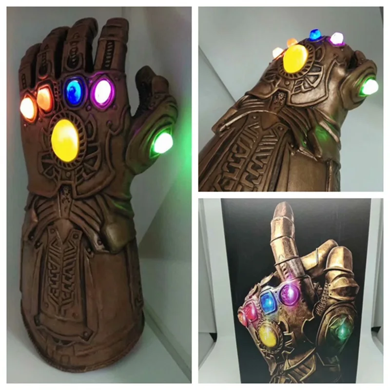 

New LED Light 1/1 Marvel Avengers Infinity War Infinity Gauntlet Thanos Gloves PVC Action Figure Model Toys Gift