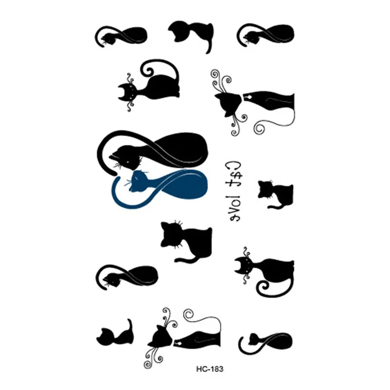 الجسم الفن wterproof المؤقتة الوشم ورقة لسيدة النساء بسيطة 3D الأسود القط تصميم صغيرة الوشم ملصق الجملة HC1183 الجسم الفن wterproof المؤقتة الوشم ورقة لسيدة النساء بسيطة 3D الأسود القط تصميم صغيرة الوشم ملصق الجملة HC1183