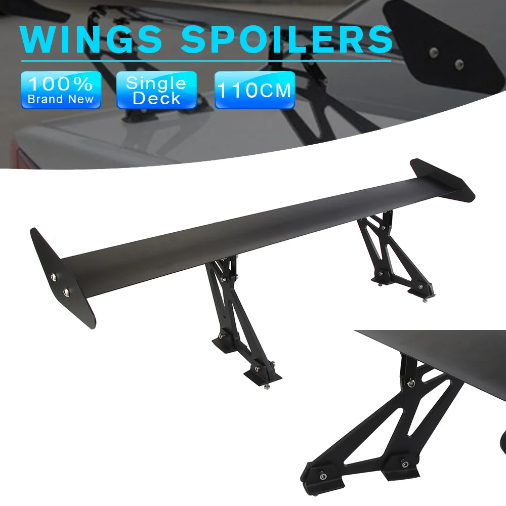 43.3'' Universal Lightweight Aluminum Rear Car Hatchback trunk AUTO GT Wing Racing Spoiler Black