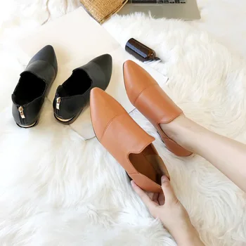 

MCCKLE Women Loafers Soft Leather Shoes Low Heels Female Slip On Shoes Casual Pointed Toe Classic Solid Shallow Ladies Footwear