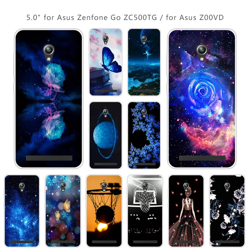 for Asus Zenfone Go ZC500TG Soft TPU Back Clear Silicone Blue Cover Cases 5.0&quot ZC ZC500 500 500TG Phone Covers |