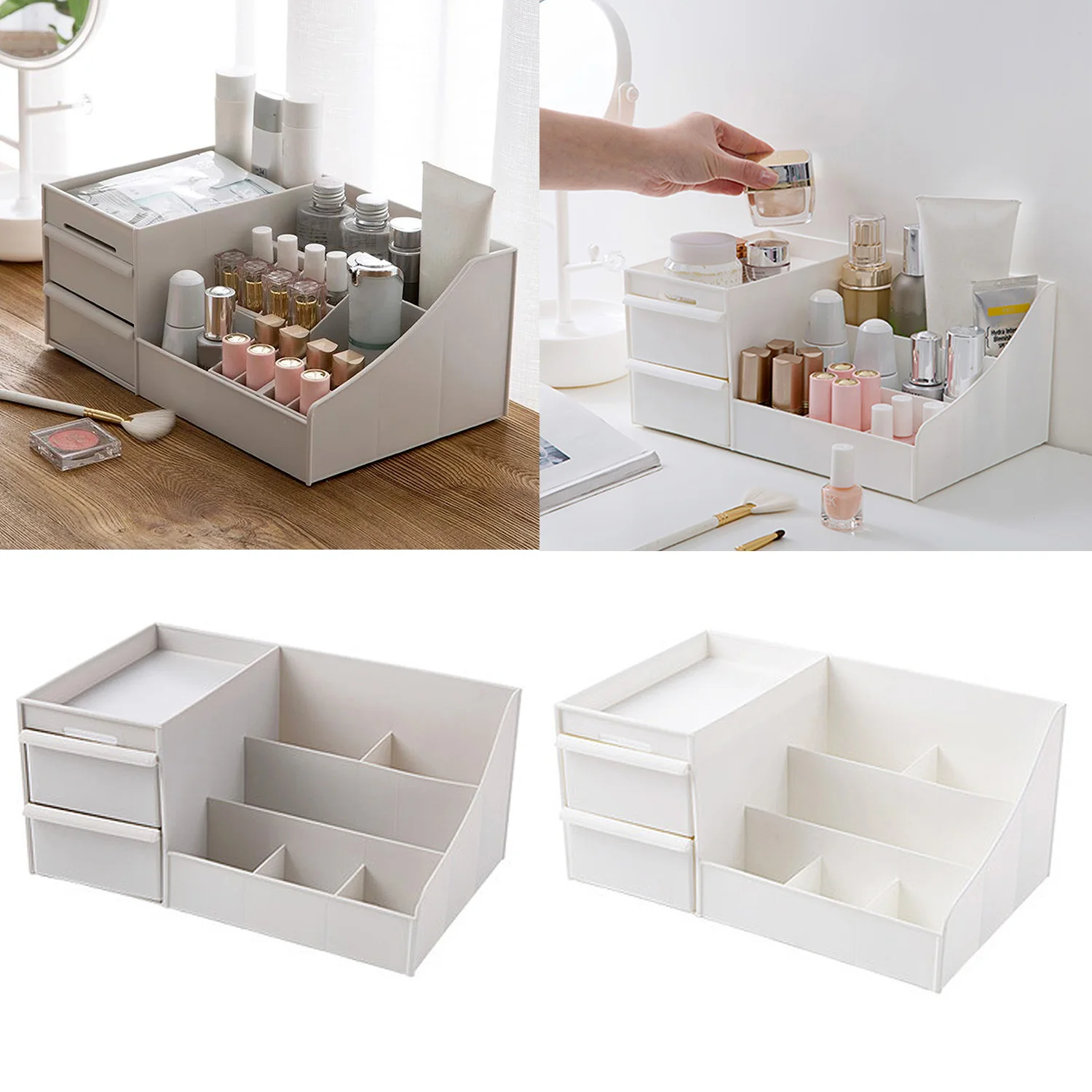 

Behogar Fashion Desktop Storage Box Organizer Container with Drawer for Home Office Bedroom Cosmetics Stationery Mobile Phone