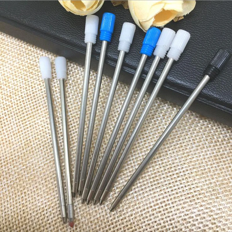 

High-end fashion water glass ballpoint pen refill 0.7mm metal refills student writing stationery school office supplies 8pcs