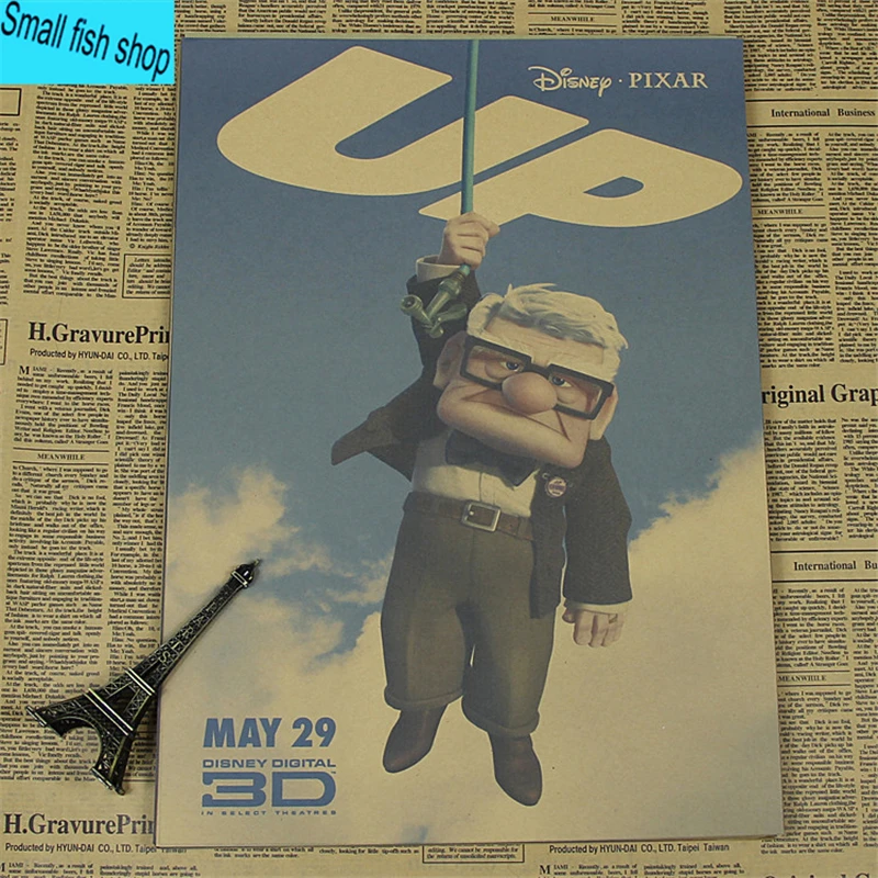 Up Peter Hans Docter Pixar домашний декор крафт-фильм Ретро плакат рисунок ядро наклейки на стену - Цвет: Золотой