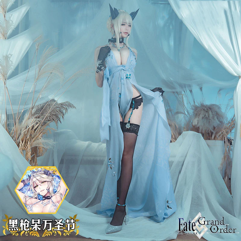 

Anime! Fate/Grand Order FGO Altria Pendragon Luxuriant Halloween Trailing Dress Sexy Lingeries Uniform Cosplay Costume Free Ship