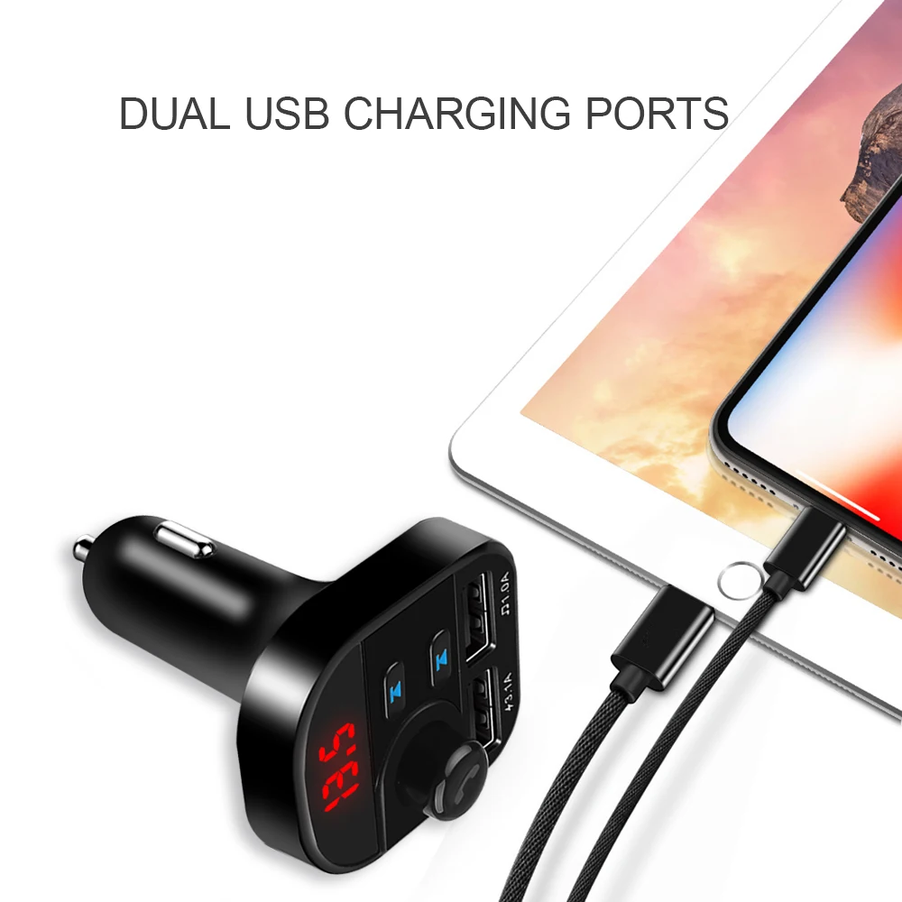Автомобильный комплект KEBIDU 12 В 24 Bluetooth 5 0 зарядное устройство с двумя USB портами А