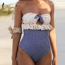 Miyouj купальник-бандо с оборками бикини с цветочным принтом стринги бикини с вырезами купальный костюм женский бандажный купальник цельный костюм