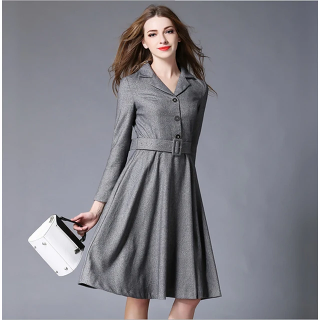 2017 New Suit Top Design OL Style Grey Plaid Hand Tied Sashes Long ...