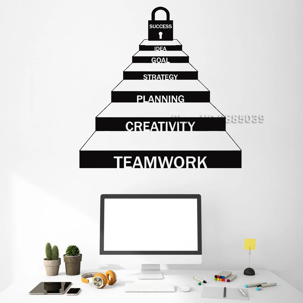 

Vinyl Wall Decal Teamwork Cooperation Career Ladder Decor For Office Wall Stickers Modern Interior Art Wall Decoration New LC522