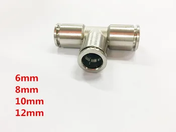 

free shipping brass quick connectors T type pipe fitting,copper fitting, brass fitting 6mm/8mm/10mm/12mm