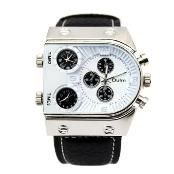 

LinTimes New Choice Oulm Men Fashion Watch with 3 Quartz Movement Dial Leather Band White by AHMET