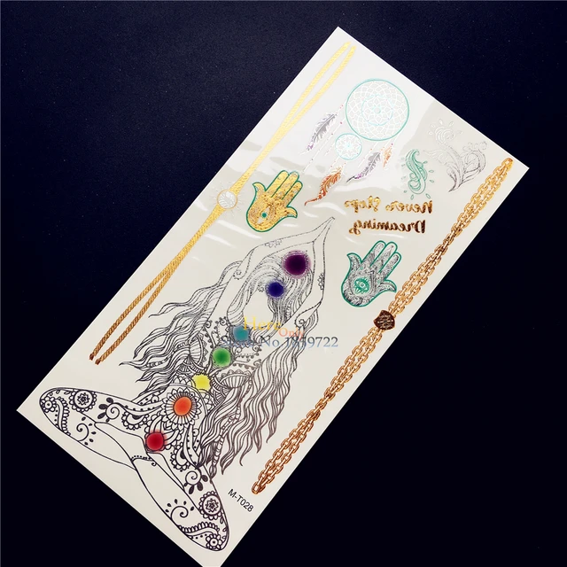 1PC Indian Gold Metallic Hamsa Hand Tattoo Dreamcatcher Henna Flower Tempoary Tattoo Stickers Waterproof Tatoo Yoga Women Mehndi 1PC Indian Gold Metallic Hamsa Hand Tattoo Dreamcatcher Henna Flower Tempoary Tattoo Stickers Waterproof Tatoo Yoga Women Mehndi