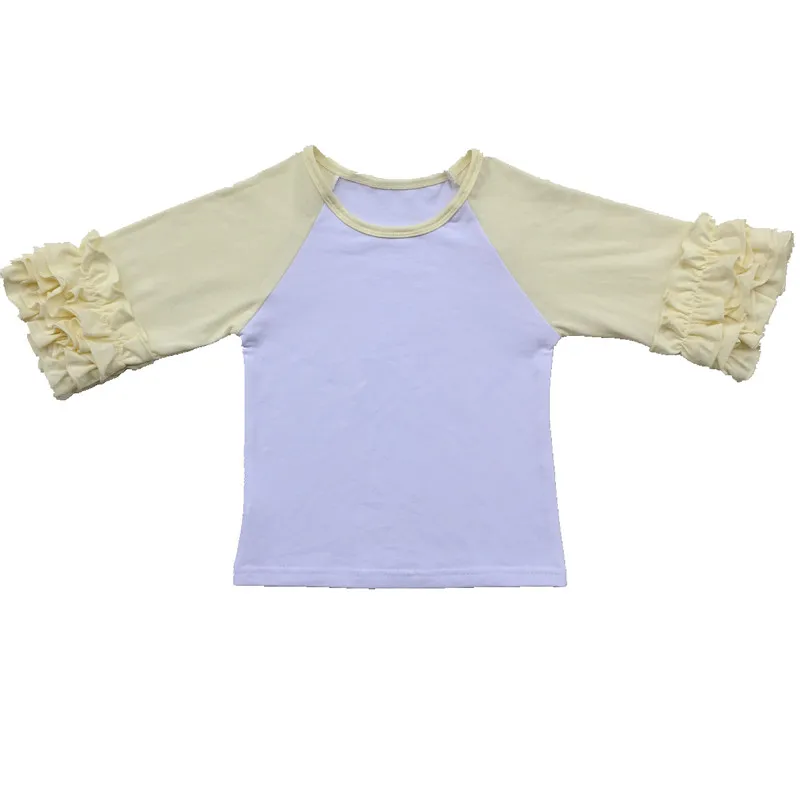 

girls casual summer kids T-shirt 2017 New Pure Cotton Child Girl shirt ruffle Splicing Seven Minutes Sleeve Children's Blouse