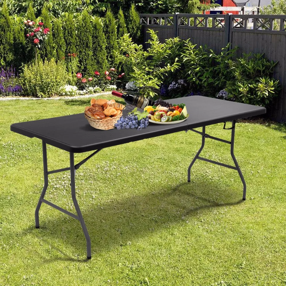 Giantex 6' Folding Table Portable Plastic Picnic Party Dining Camp Tables Indoor Outdoor Modern furniture OP2966BK Giantex 6' Folding Table Portable Plastic Picnic Party Dining Camp Tables Indoor Outdoor Modern furniture OP2966BK