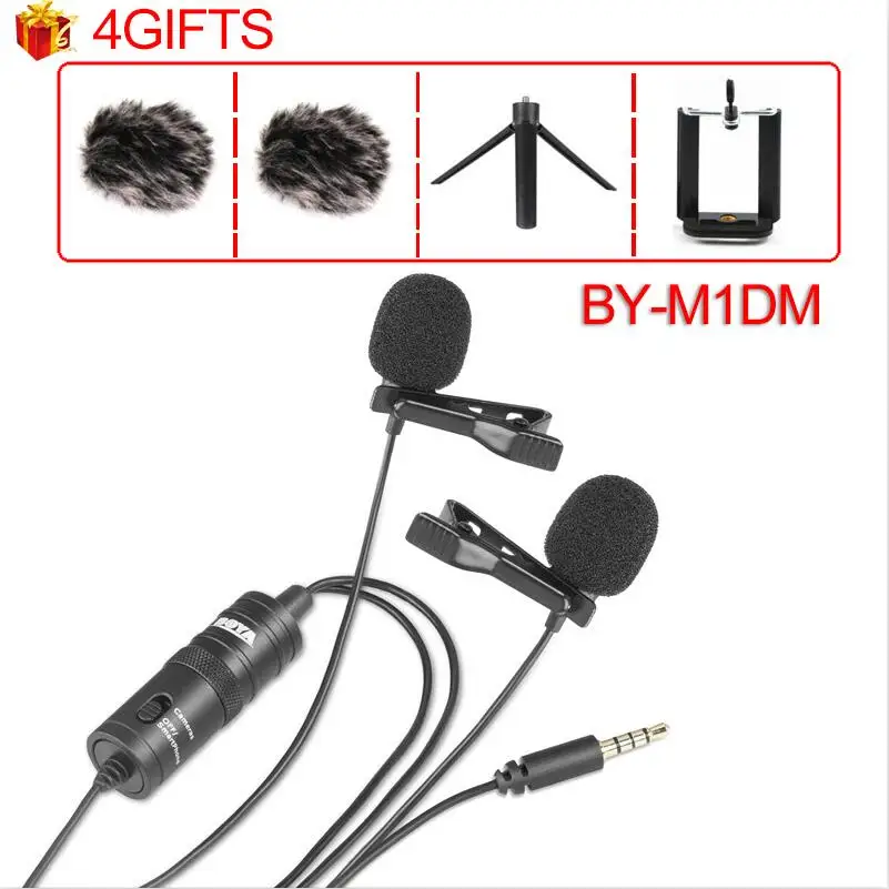 M1DM with 4gifts BOYA MIC BY-DM200 для iPhone Lightning BY-DM100 с портом type-C для записи BY-M1 3,5 мм BY-M1DM двойной всенаправленный петличный - Цвет: M1DM with 4gifts