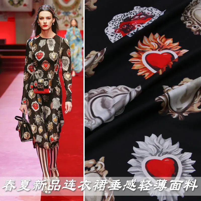 

145cm wide fashion double crepe fabric spring and summer new gemstone print light stretch fabric dress shirt fabric