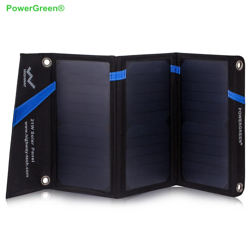 PowerGreen складные солнечные панели 21 Вт 2-USB солнечное зарядное устройство для