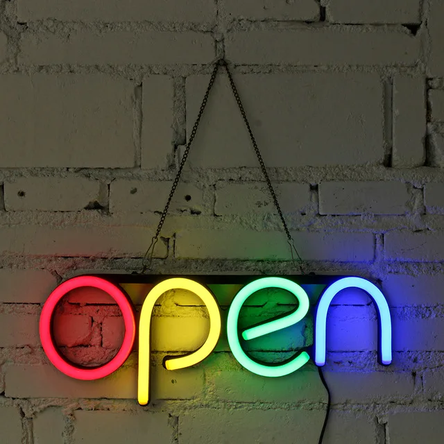

US Plug 16 Inch Open Neon Sign Led Light Tube Handmade Visual Artwork Bar Club KTV Wall Decoration Commercial Lighting Colorfu