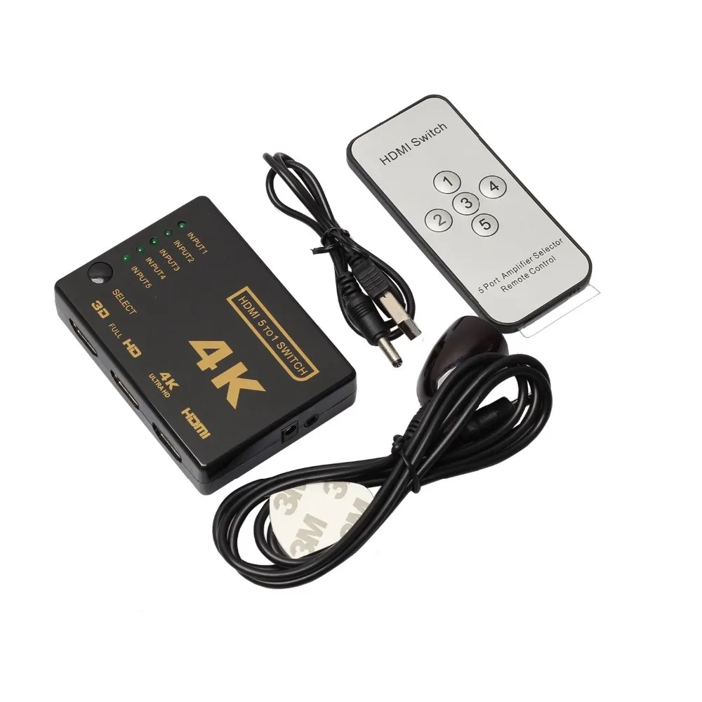 

Mini 5X1 Port HDMI Switch Switcher HDMI Splitter HDMI Port 1080P Video 4KX2K HUB UHD hdmi adaptor conventer for DVD PSP HDTV