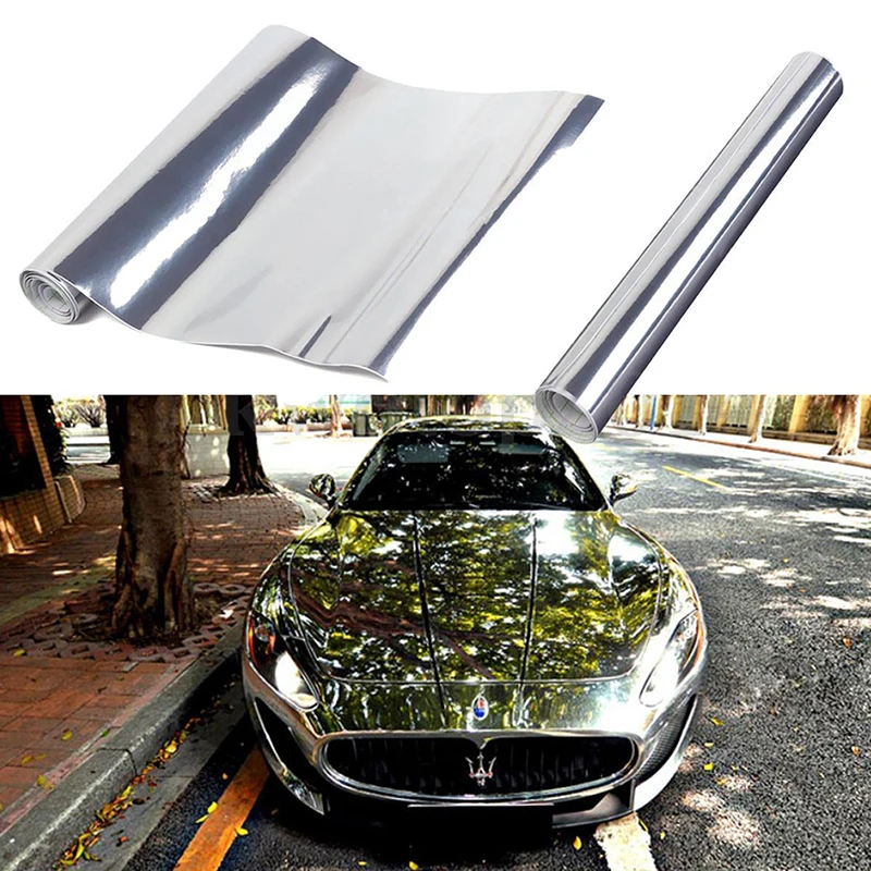 Silver Chrome Mirror Vinyl 12x60/" Wrap Film Car Sticker Decal Sheet 1pc