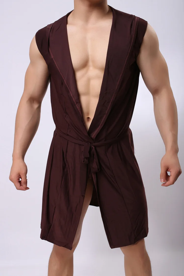 Мужской пижамный комплект с поясом из шелка ледяного цвета, штаны с завязками, Мужская свободная удобная домашняя одежда, мужская