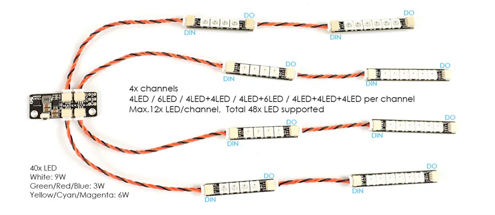 4 шт. matek System 2812ARM-4/WS2812ARM-6 5 в WS2812 Светодиодная лента RC Ночной светильник с 4 лампами или 6 лампами для радиоуправляемого дрона FPV Racing