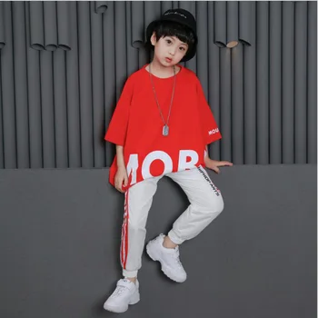 

Kids Ballroom Cotton Loose T Shirt Tops Casual Shorts Hip Hop Clothing Suits Girls Boy Jazz Dance Costume Dancing Street Outfits
