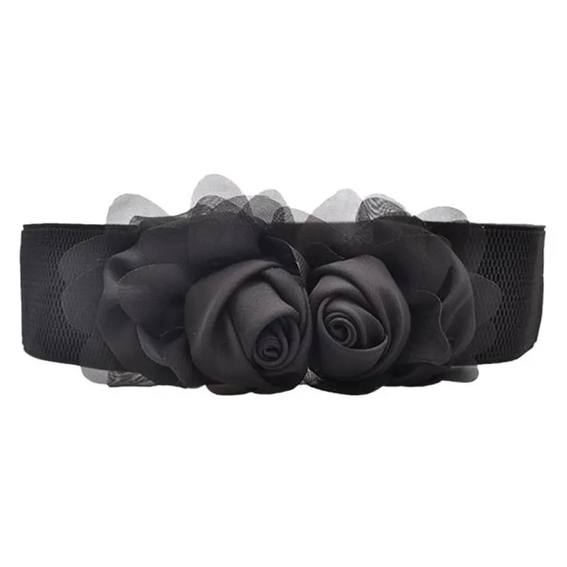 Elastic Waistband Chiffon Roses Leisure Strap Dress Accessory Belts for women men Fashion Accessory 40FE0511