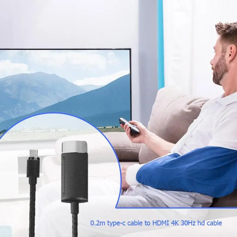 Alloyseed 30 Гц штекер-Женский Кабель-адаптер 0,2 м USB C type-C к HDMI 4 K провод шнур для huawei mate 20/P20/mate 10 P20 для samsung S10/S9