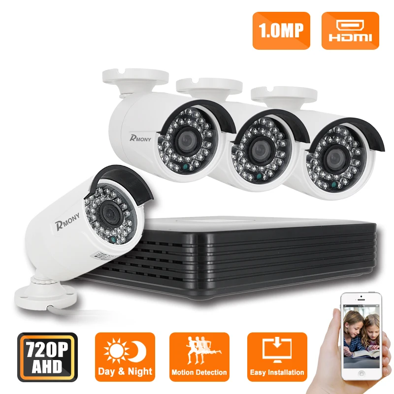 New products 1280* 720P HD 1200TVL Outdoor Security Camera System 720P HDMI CCTV Video Surveillance 4CH DVR Kit AHD Camera Set 