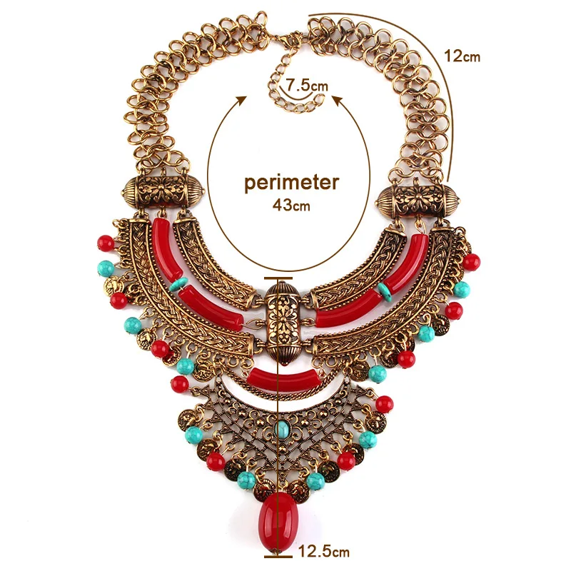 Женское богемное ожерелье с кулоном, многоцветное Массивное колье, ожерелье с нагрудником, античное этническое богемное ювелирное изделие, Mujer Bijoux