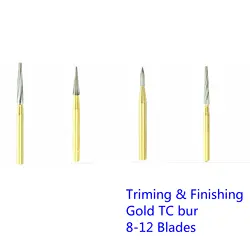 10 шт. ФГ хвостовик вольфрамокарбидные буры Стоматологическое золото TC Bur Triming отделка полировкой сверла