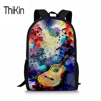 

THIKIN Music School Casual Bag For Teenagers Girls Boys Guitar Printing Schoolbags Ladies Leisure Travel Satchel Women Book Bags