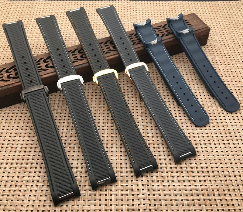 

Black Blue New 20mm Watchband Curved End Silicone Rubber Watch band with for Omega strap Seamaster 300 AQUA TERRA AT150 8900
