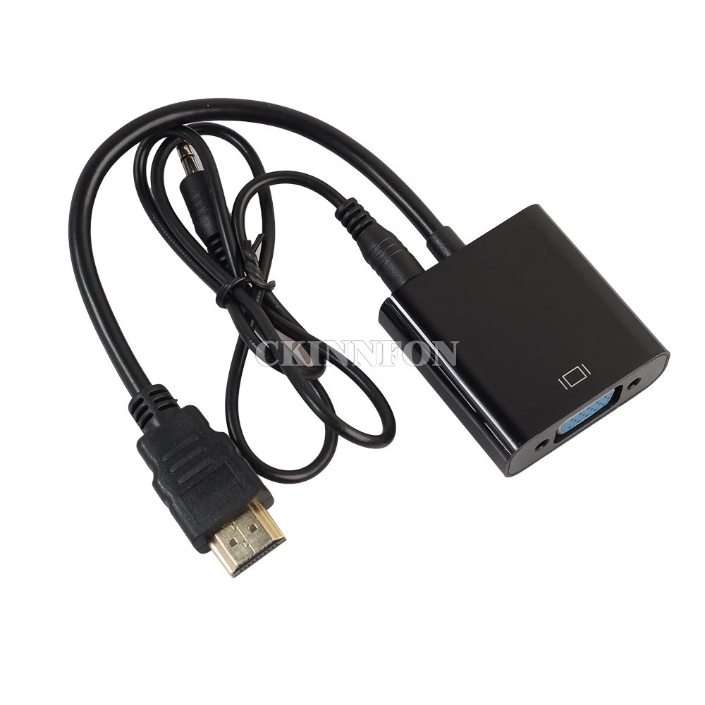 

DHL 50pcs 1080P HDMI Male to VGA Female Video Adapter Cable Converter With 3.5mm Audio Out