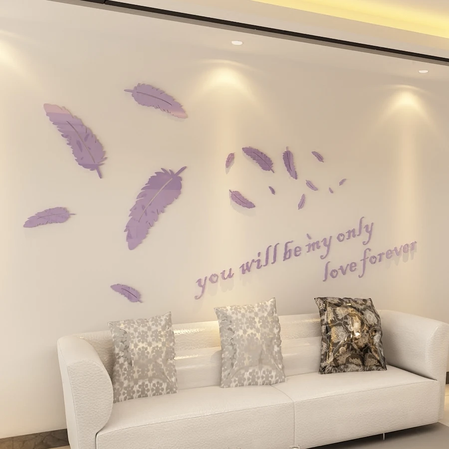 Online Neue DIY Feder Spiegel Wand Aufkleber Große Größe Decals Home Wohnzimmer Schlafzimmer Dekoration Bad Acryl Wand Aufkleber Wandbild