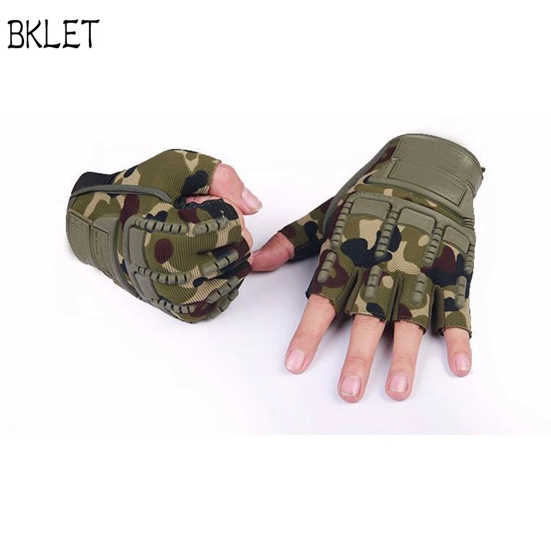 

2018 Men Camouflage Cycling Half Finger Glove Bicycle Breathable Hand Protection Mitten Knight Shock Shockproof Guantes Ciclismo