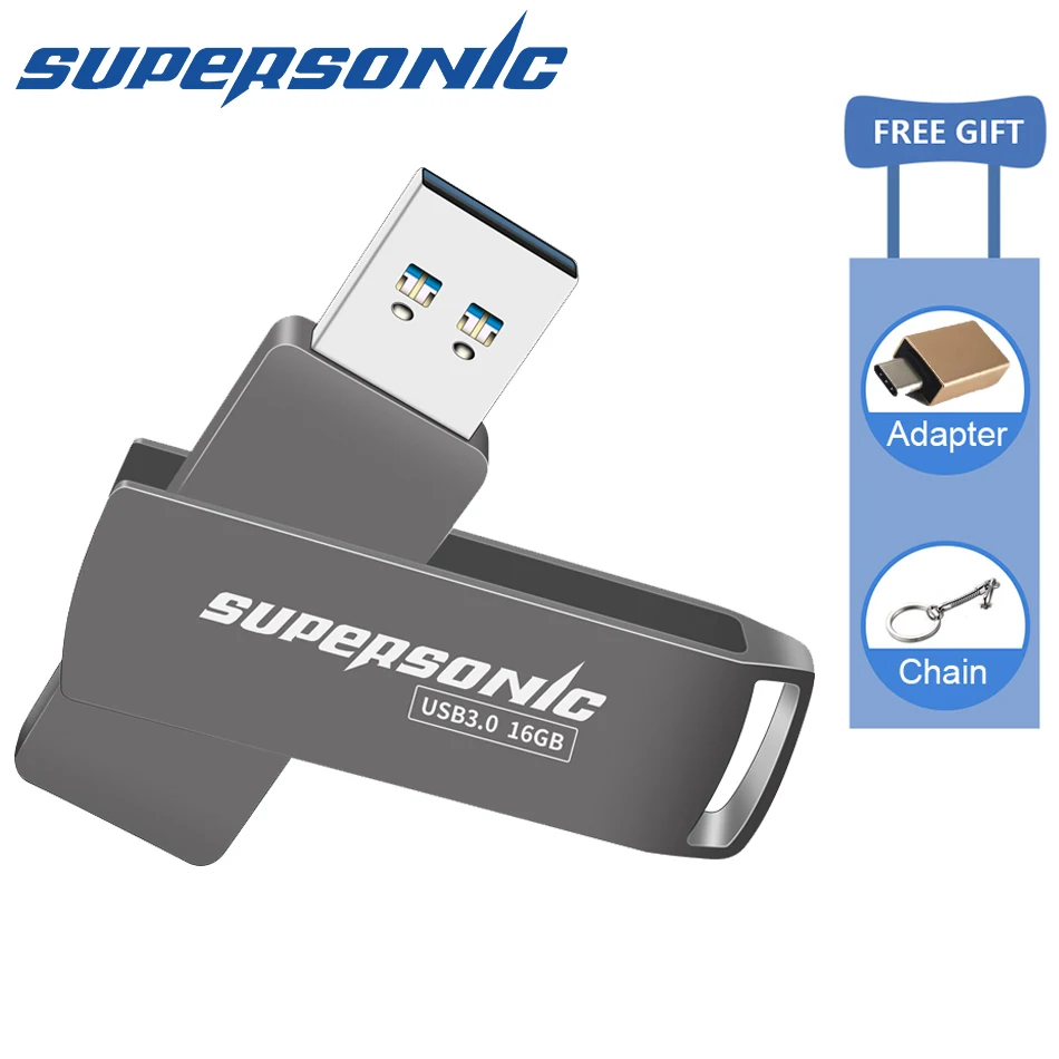 

Supersonic usb flash drive USB 3.0 128GB 64GB 32GB 16GB pen drive pendrive waterproof metal u disk memoria cel usb stick Gift