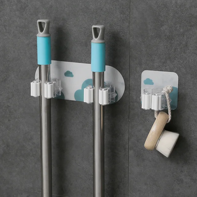 Broom Gripper Mop Holder Self Adhesive Reusable No Drilling Super Anti