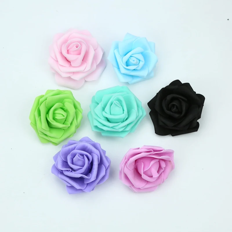 7CM Foam Roses Flower Wall Home Wedding Decoration Bridal Accessories Clearance Scrapbooking Brooch Handmade Artificial Flowers
