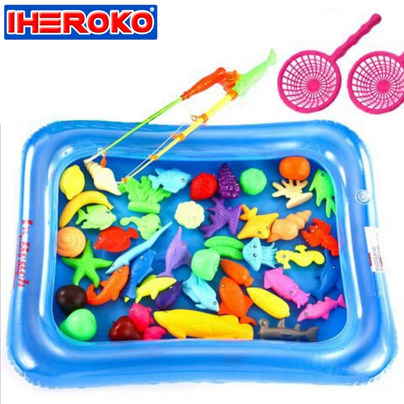 

40pcs/Set Funny Magnetic Fishing Toy Children Bath Intelligent Toy Rod Net For Kids Child Model Play Fishing Game Outdoor Toys