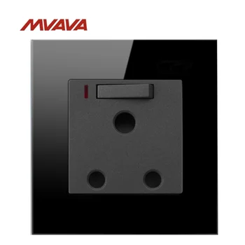 

MVAVA15A South Africa Standard Switched Socket with Neon Wall Decorative Receptacle with 1 Gang Luxury Black Crystal Outlet