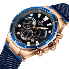 Mens Watches Top Brand Luxury Chronograph Watches Men Mesh Steel Waterproof Sport Watch Men Functional Clock Quartz Wristwatches mens watches top brand luxury naviforce fashion sport multi function quartz watch full steel clock men waterproof wristwatches