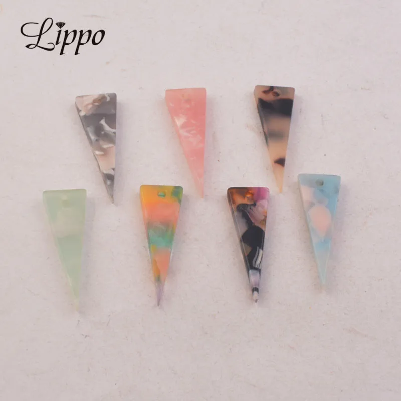 

28pcs 7*20mm Acetate Slabs Ceometric Triangle Charms Colorfull Geometry Triangle Pendants Earrings For DIY Jewelry